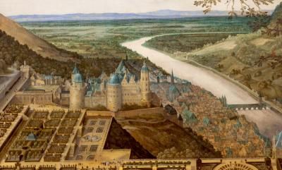 Imposanter Weitblick über das Heidelberger Schloss in die Rheinebene, Gemälde von Jacques Fouquières, vor 1620. Foto: T.Tempel, SSG Imposanter Weitblick über das Heidelberger Schloss in die Rheinebene, Gemälde von Jacques Fouquières, vor 1620. Foto: T.Tempel, SSG
