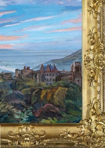 Gemälde von Wilhelm Trübner, Heidelberger Schloss, um 1890, (Detail): Foto: KMH Gemälde von Wilhelm Trübner, Heidelberger Schloss, um 1890, (Detail): Foto: KMH