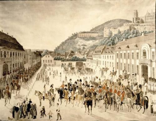 Einzug der Russen in Heidelberg im Juni 1815 Bleistift, Feder/Tusche u. Tinte, Aquarell und Deckweiß, 54,7 x 70,2 cm (Foto: KMH)