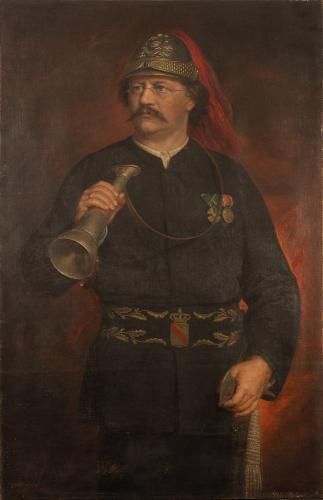 Abbildung links Guido Schmitt (Heidelberg 1834-1922 Miltenberg) 1907, Öl auf Leinwand, 141,5 x 91, 5 cm (Foto: KMH)