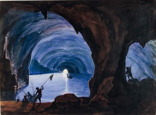 Die Blaue Grotte, 1835, Aquarell, Gouache; 19,5 x 26,3 cm (Foto: KMH)