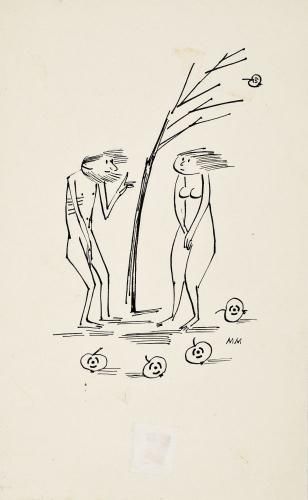 Marie Marcks: Adam und Eva, Tuschezeichnung, 1963 (Foto: KMH/Gattner)