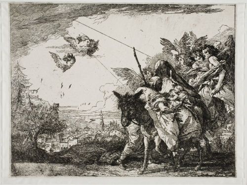 Giandomenico Tiepolo: Joseph sieht nach dem Jesuskind, Radierung. 1753 (Foto: KMH/Gattner)