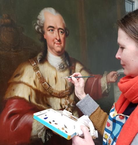 Die Restaurierung des großen Staatsporträts von Karl Heinrich Brandt erstreckte sich 2020 über mehrere Monate. (Foto: KMH) Die Restaurierung des großen Staatsporträts von Karl Heinrich Brandt erstreckte sich 2020 über mehrere Monate. (Foto: KMH)