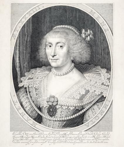Elizabeth Stuart (1596 – 1662) Willem Jacobsz. Delff nach Michiel Jansz van Miereveld, Kupferstich und Radierung, 1630 KMH, S 2462, Foto KMH/Gattner