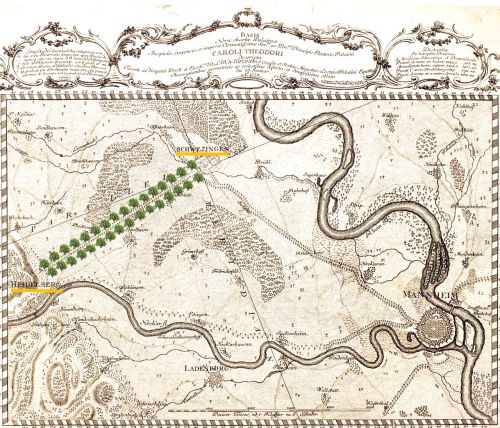 1777 erteilte Carl Theodor das Privileg, auf der 10 Km langen Strecke zwischen Heidelberg und Schwetzingen Maulbeerbäume zu pflanzen. Abbildung: KMH 1777 erteilte Carl Theodor das Privileg, auf der 10 Km langen Strecke zwischen Heidelberg und Schwetzingen Maulbeerbäume zu pflanzen. Abbildung: KMH