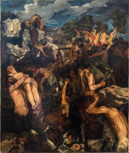 Kampf der Lapithen und Kentauren, bezeichnet links unten: Wilhelm Trübner / München 1877 Öl auf Leinwand, 94 x 79 cm (Foto: KMH) Kampf der Lapithen und Kentauren, bezeichnet links unten: Wilhelm Trübner / München 1877 Öl auf Leinwand, 94 x 79 cm (Foto: KMH)