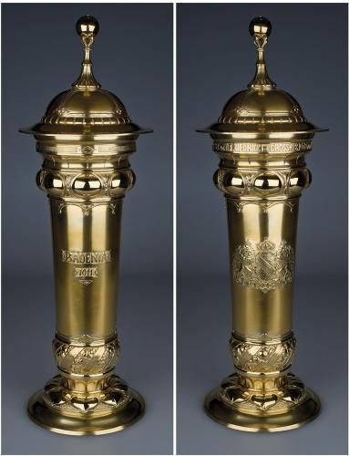 Preispokal Badenia, Werkstatt Nikolaus Trübner (1849 – 1910) Heidelberg, datiert 1911, Silber vergoldet, gemarkt (Foto: KMH)