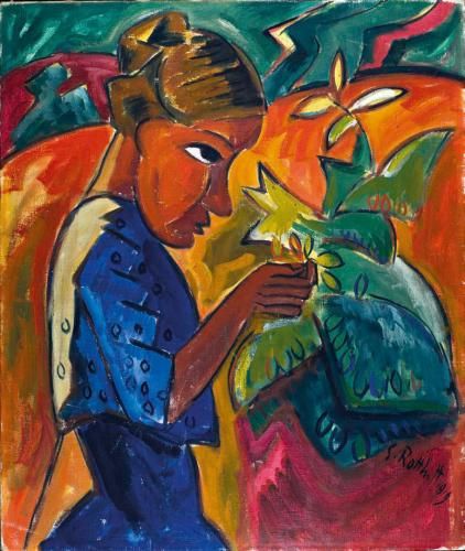 Mädchen mit Margerite, 1919, signiert und datiert, Öl auf Leinwand, 91 x 77 cm, Inv. Nr. G2059