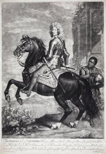 Reiterbildnis des Friedrich von Schomberg (1615 – 1690) Mezzotinto von John Smith