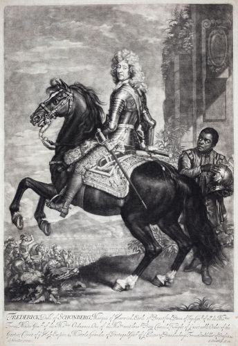 Reiterbildnis des Friedrich von Schomberg (1615 – 1690) Mezzotinto von John Smith Reiterbildnis des Friedrich von Schomberg (1615 – 1690) Mezzotinto von John Smith