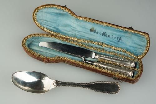 Mehrteiliges Taufbesteck im Futteral, Nürnberg 1781-1784, Foto KMH/Gattner