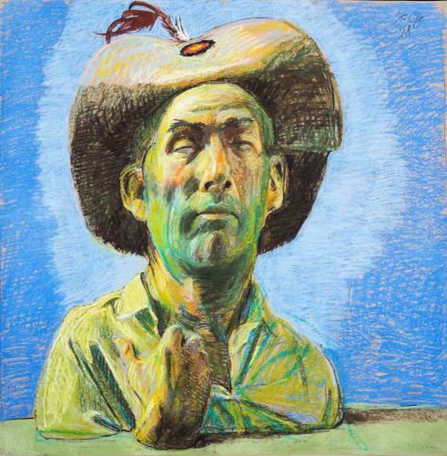 Johannes Grützke_Selbstportrait als Friedrich Hecker, Pastell von 1998 (Foto: KMH) Johannes Grützke_Selbstportrait als Friedrich Hecker, Pastell von 1998 (Foto: KMH)