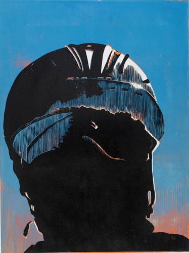 Otter-12: Ron Otter, Pandemie, 2020, 70 x 60 cm, Holzschnitt, Foto: Eyal Pinkas