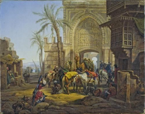 Rast vor arabischem Stadttor, sign. H. v. Mayr. 1843, (Foto: KMH/Gattner) Rast vor arabischem Stadttor, sign. H. v. Mayr. 1843, (Foto: KMH/Gattner)