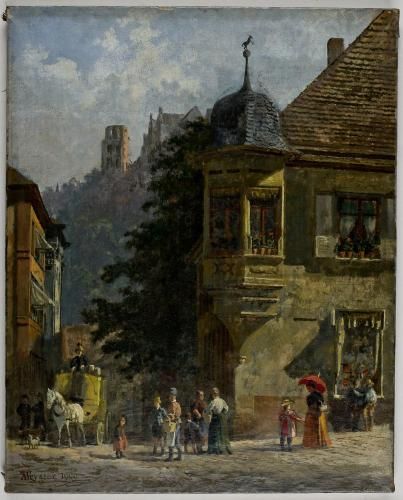 Karl Weysser: Heidelberg, Alte Poststation mit Blick in die Seminarstraße, 1900 (Foto: KMH/Gattner) Karl Weysser: Heidelberg, Alte Poststation mit Blick in die Seminarstraße, 1900 (Foto: KMH/Gattner)