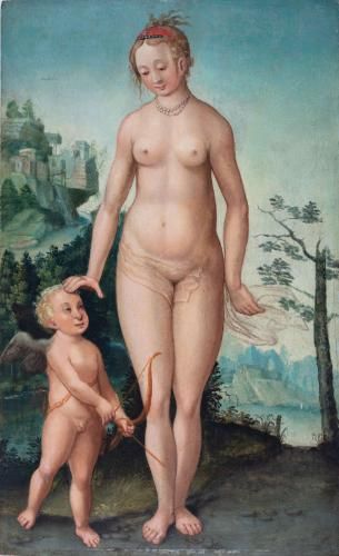 Unbekannter Maler nach Lucas Cranach d.Ä., Venus und Amor, Mitte 16. Jh., Foto KMH/Gattner Unbekannter Maler nach Lucas Cranach d.Ä., Venus und Amor, Mitte 16. Jh., Foto KMH/Gattner