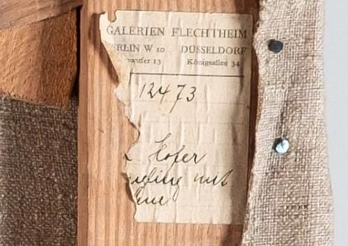 Auf der Rückseite des Porträts des Dichters Alfred Mombert findet sich dieses aussagekräftige Etikett (Foto: KMH) Auf der Rückseite des Porträts des Dichters Alfred Mombert findet sich dieses aussagekräftige Etikett (Foto: KMH)