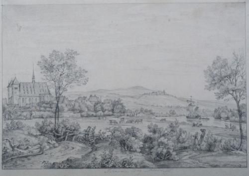 Christian Xeller, Blick auf Schloss Johannisberg von Geisenheim am Rhein, 1818 (Foto: KMH) Christian Xeller, Blick auf Schloss Johannisberg von Geisenheim am Rhein, 1818 (Foto: KMH)