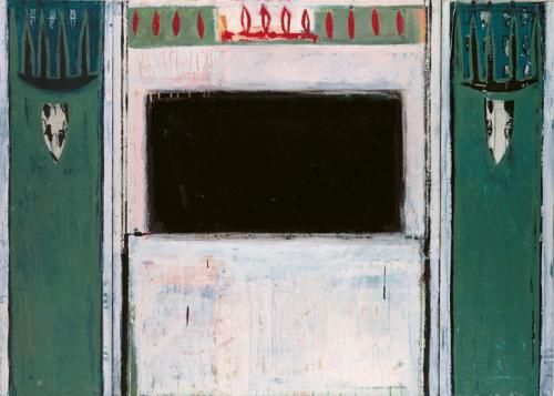 Die weise Wache heilt, 1993, Triptychon, Acryl auf Leinwand. Foto: Alexander Ehhalt Die weise Wache heilt, 1993, Triptychon, Acryl auf Leinwand. Foto: Alexander Ehhalt