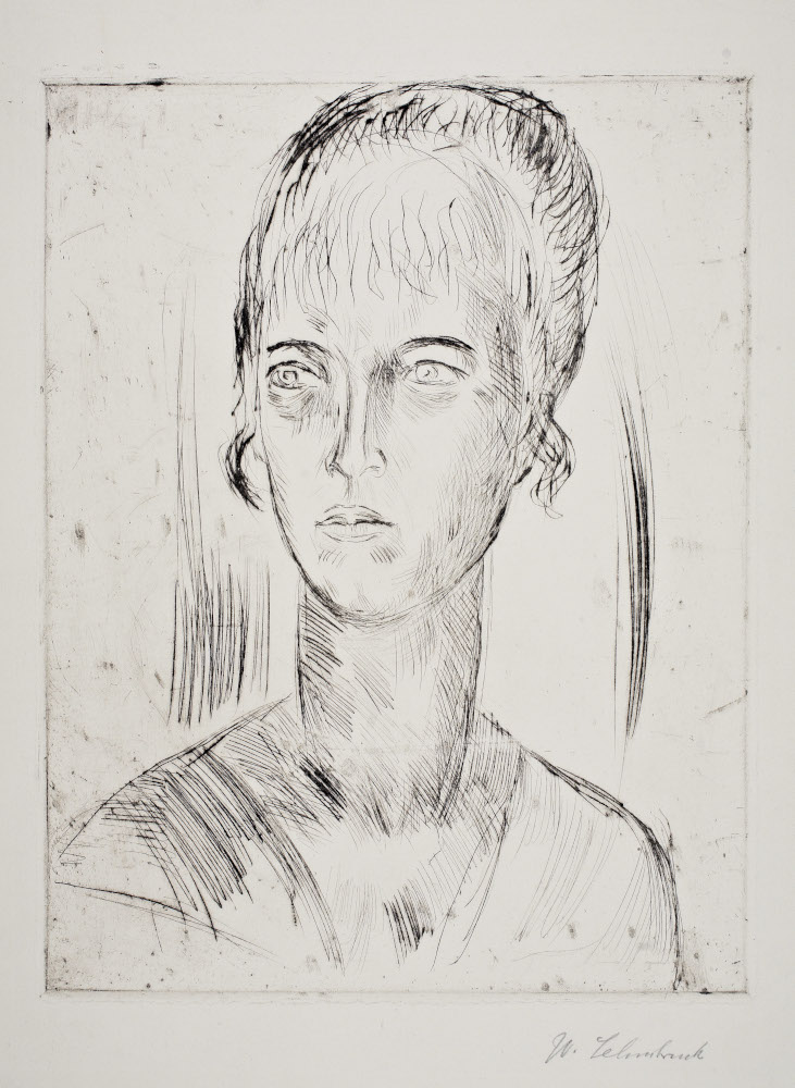 Die Radierung von Wilhelm Lehmbruck zeigt Clara Burger-von Duhn, Kurpf&auml;lzisches Museum 