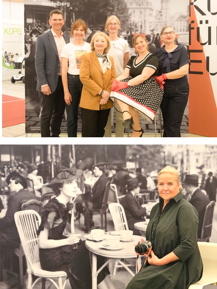 Team Kurpfälzisches Museum mit Marc Massoth, Helen Heberer und Fotografin Sabine Arndt am Maimarkt Team Kurpfälzisches Museum mit Marc Massoth, Helen Heberer und Fotografin Sabine Arndt am Maimarkt
