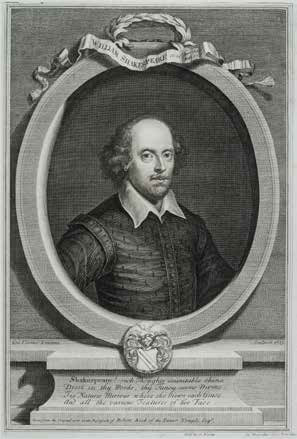 George Vertue: William Shakespeare, 1719 Kupferstich, 36 cm x 24,4 cm, Inv. Nr. S 7488 (Foto: KMH)