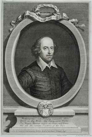 George Vertue: William Shakespeare, 1719 Kupferstich, 36 cm x 24,4 cm, Inv. Nr. S 7488 (Foto: KMH) George Vertue: William Shakespeare, 1719 Kupferstich, 36 cm x 24,4 cm, Inv. Nr. S 7488 (Foto: KMH)